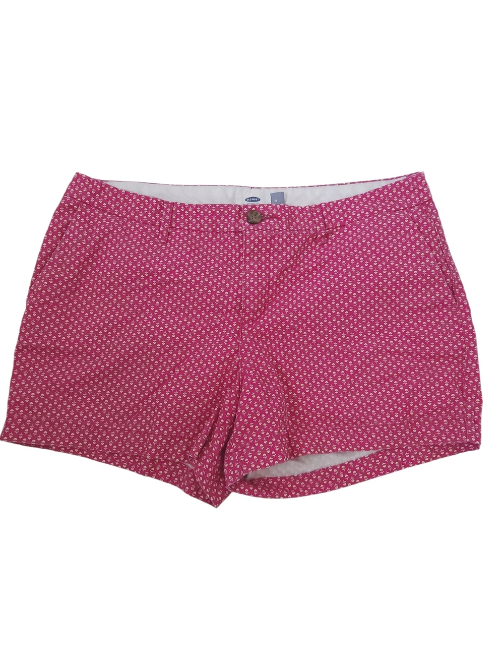 Old Navy Pink Microprint Women’s Shorts Size 8 Pattern Shorts Zip Up Summer